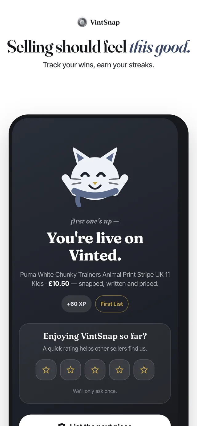 VintSnap: Wins and streaks