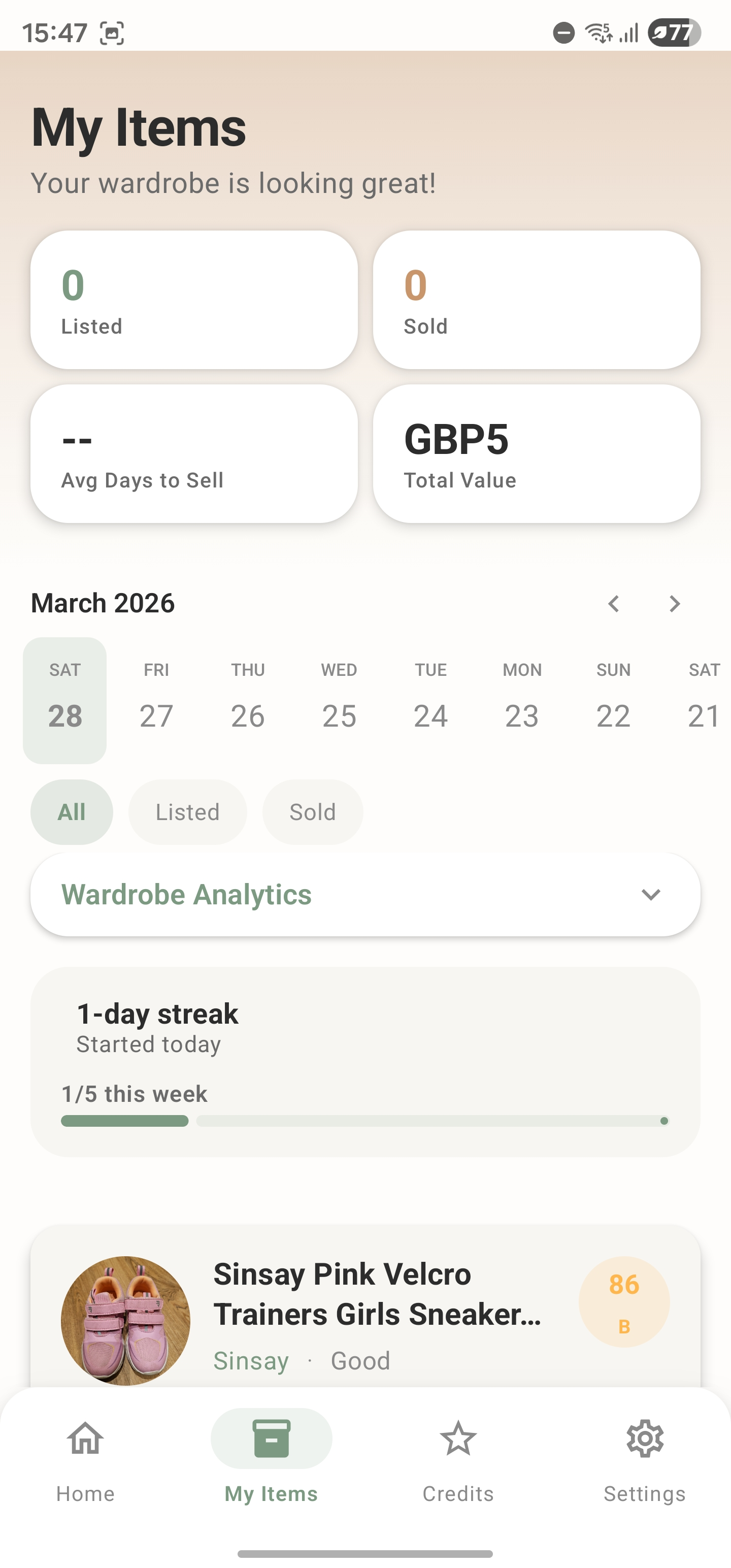Listings dashboard